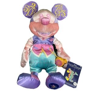 Disney World Mickey Mouse 50th Anniversary It's a Small World Plush New Pink